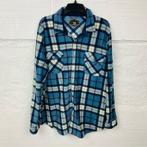 DRY GOODS blue fleece long sleeve button up collar warm cozy shirt size XXL